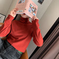 Women's Solid Slim Fit High Neck Long Sleeve Thermal Top