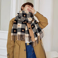 Women's Winter Thick Heart Plaid Blanket Shawl Scarf