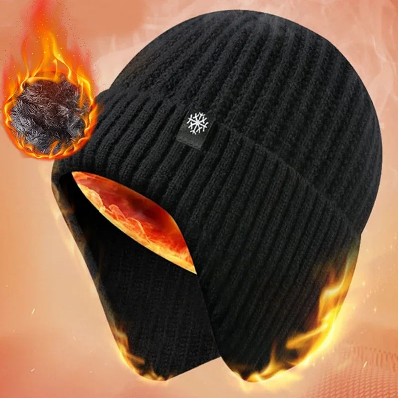 Unisex Thick Plush Warmth Knitted Winter Beanie Cap