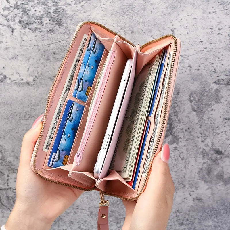Women's Fashion PU Leather Long Zipper Wallet