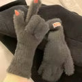 Women's Fashion Plush Warm Knit Velvet Winter Gloves