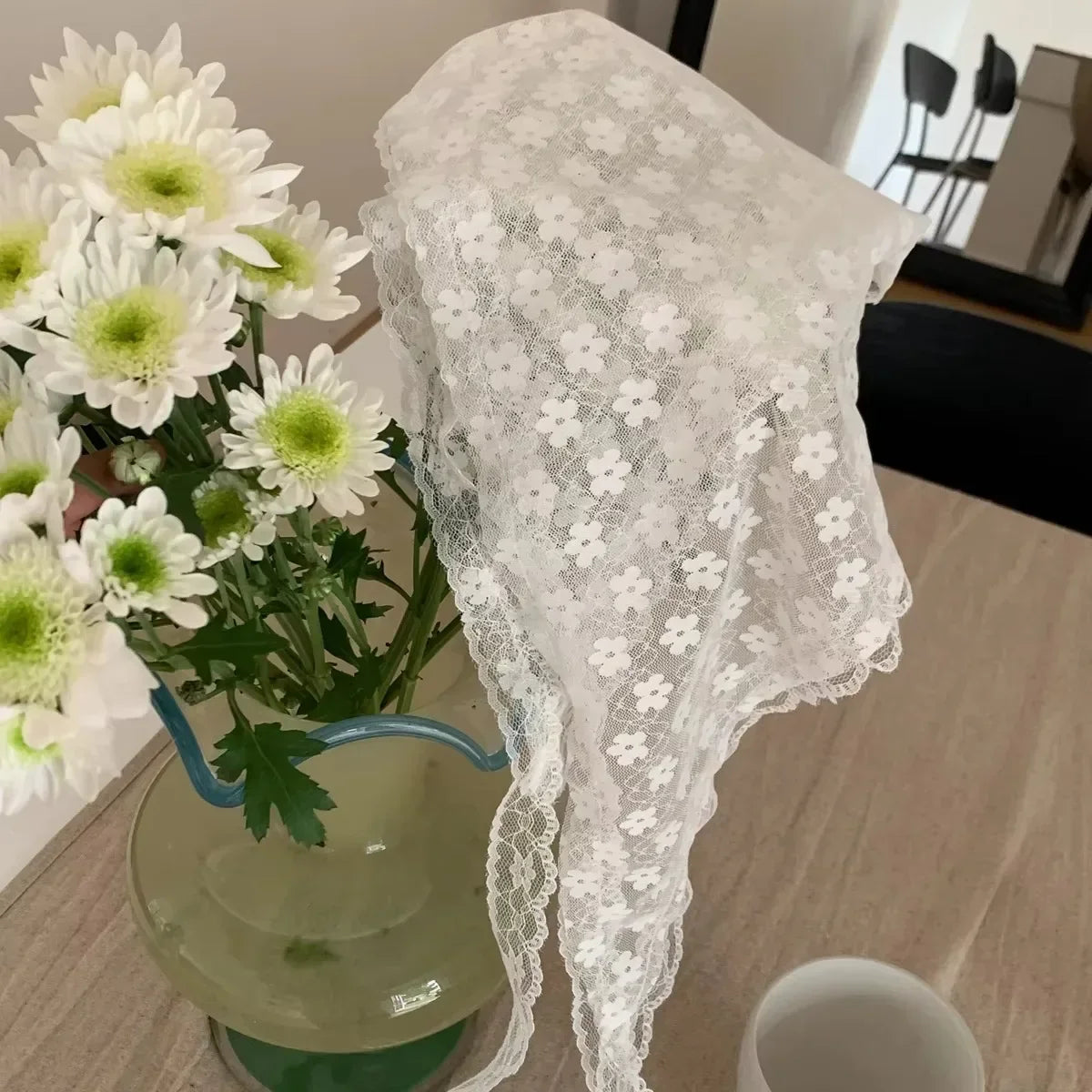 Women's Floral Lace Sweet Triangle Bandana Scarf