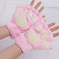 Women's Cartoon Cat Claw Plush Fingerless Winter Mittens