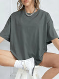 Unisex Solid 100% Cotton Loose Fit Casual Short Sleeve T-Shirt