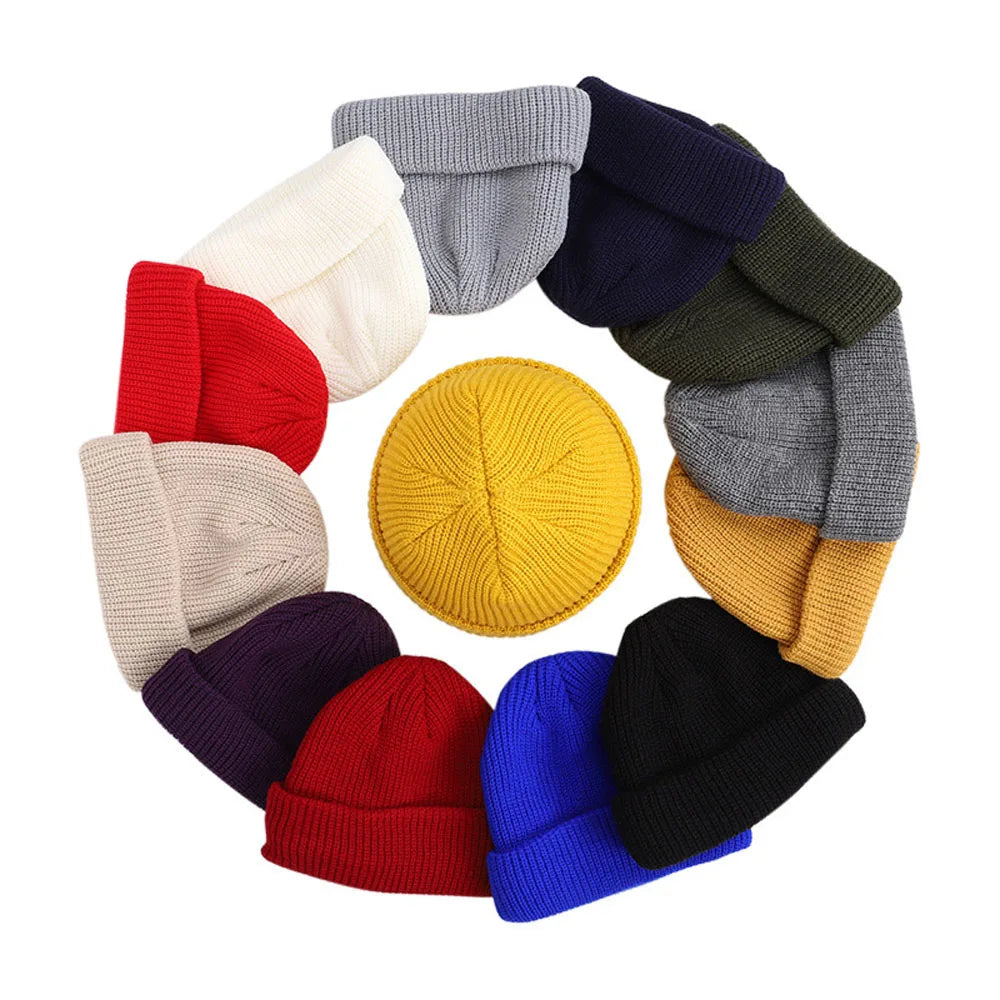 Unisex Solid Knitted Elastic Skull Beanie B0371