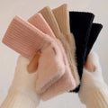 Women's Soft Plush Knitted Half Finger Winter Gloves