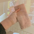 Women's Soft Plush Knitted Half Finger Winter Gloves