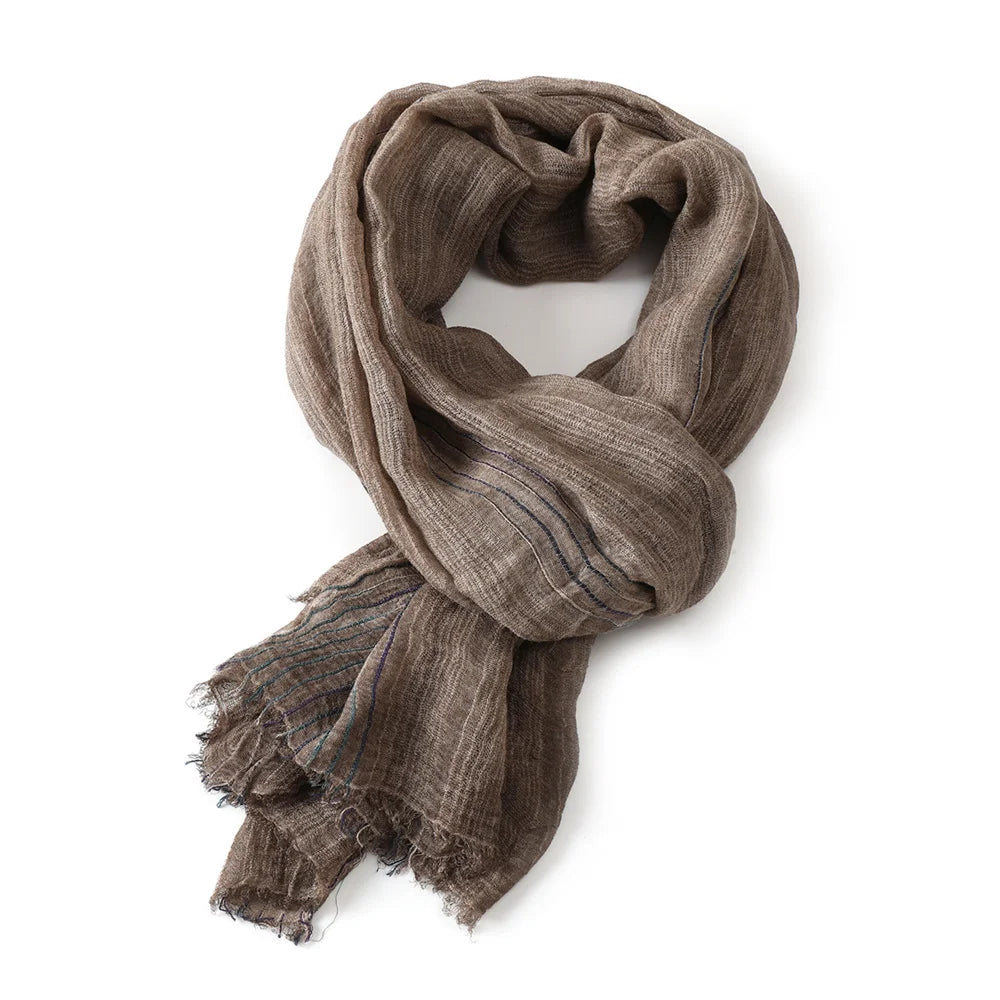 Men's Striped Cotton Linen Warm Shawl Scarf 200x75cm