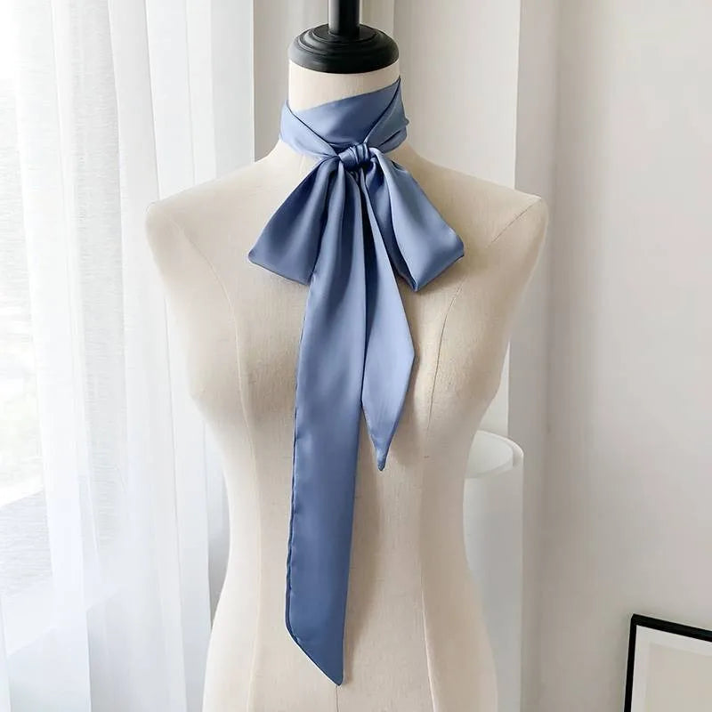 Women's Fashion Plain Chiffon Silk Long Scarf Ribbon