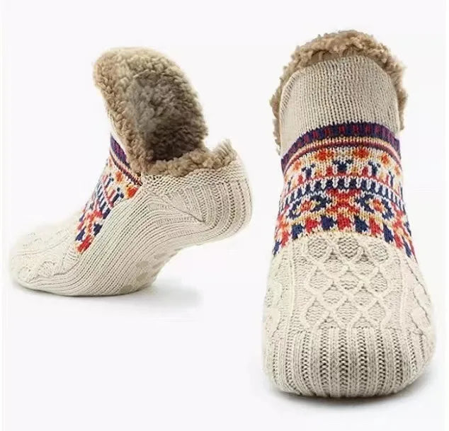 Unisex Winter Warm Fleece Non-Slip Slipper Socks