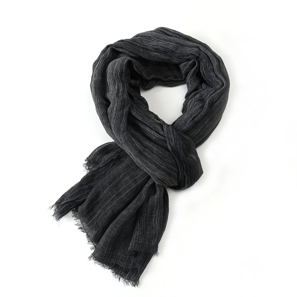 Men's Striped Cotton Linen Warm Shawl Scarf 200x75cm