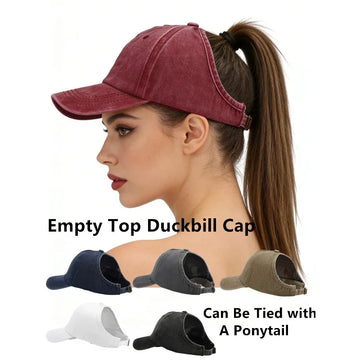 Women's Retro Washed Backless Ponytail Baseball Cap
