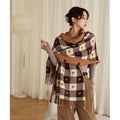 Women's Winter Thick Heart Plaid Blanket Shawl Scarf