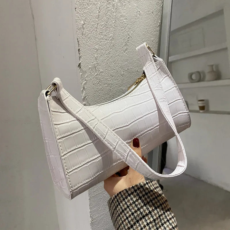 Women's Fashion Alligator Pattern PU Leather Shoulder Bag