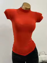 Women's Fashion Slim Fit Mock Neck Short Sleeve T-Shirt