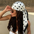Women's Dot Print Silk Feel Square Scarf