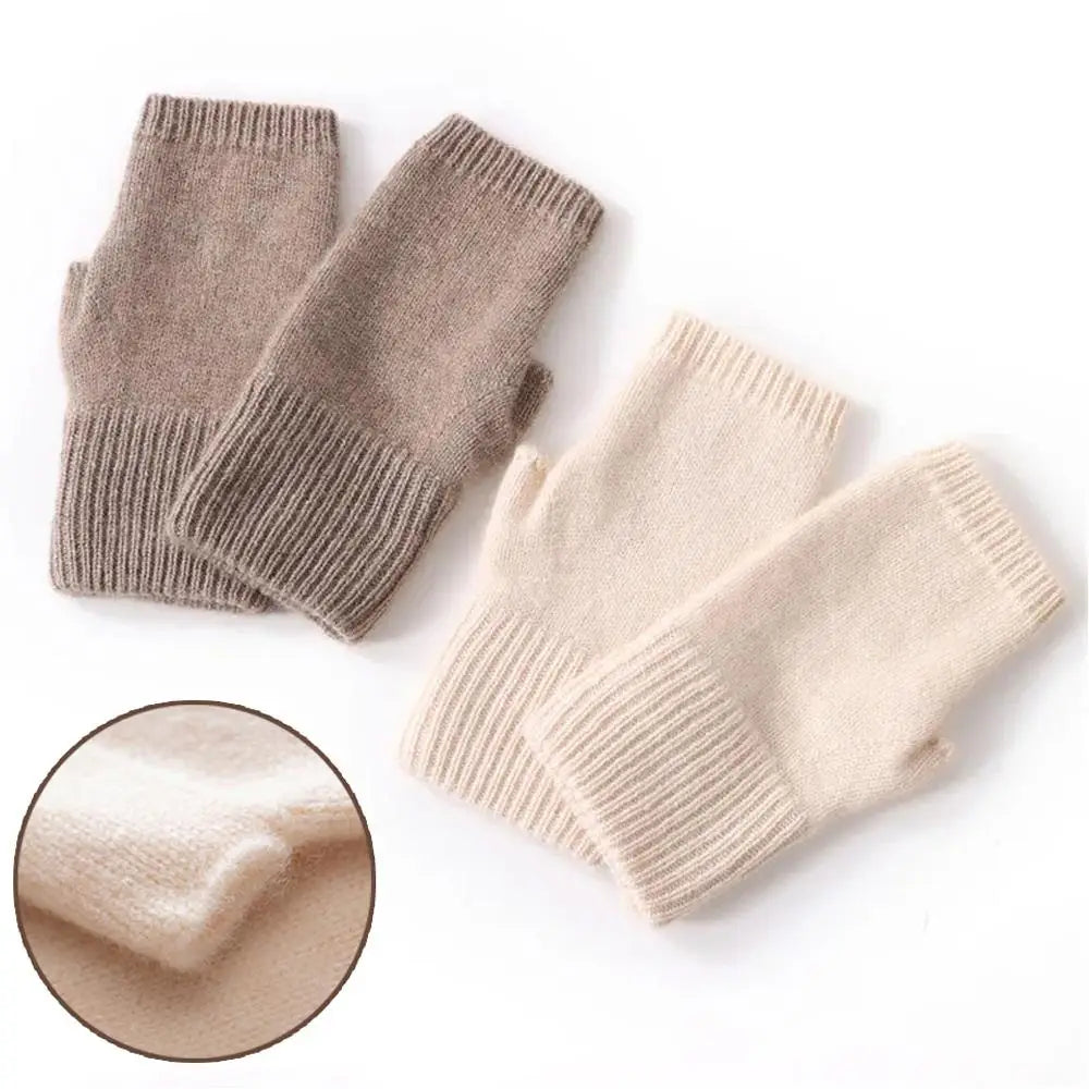 Unisex Knitted Wool Half Finger Winter Gloves