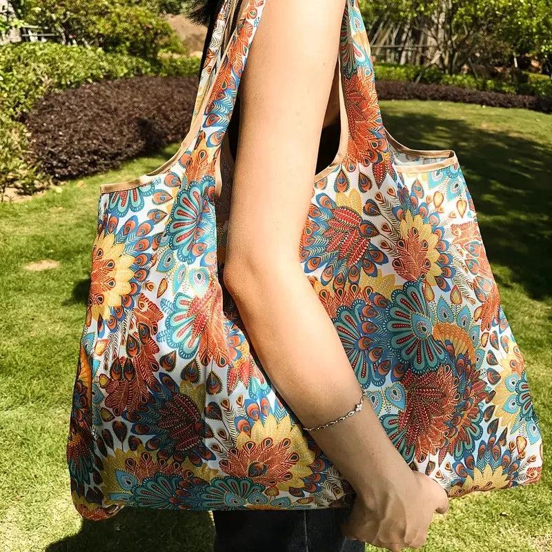 Women's Large Capacity Foldable Shoulder Grocery Tote Bag