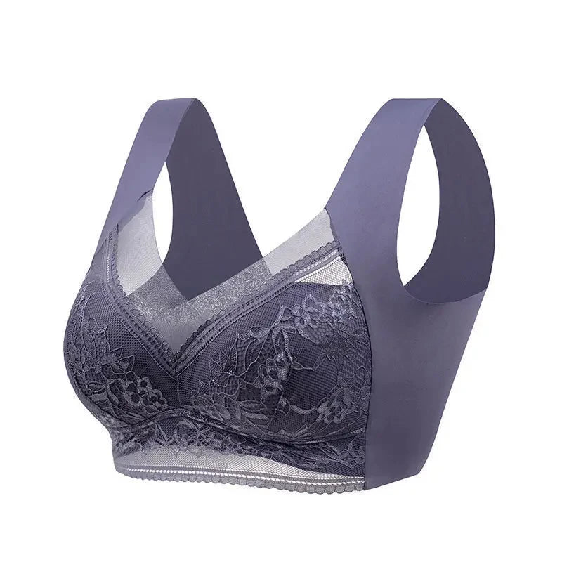 Women's Seamless Lace Wireless Ice Silk Bralette 15019