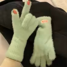Women's Fashion Plush Warm Knit Velvet Winter Gloves
