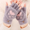 Women's Fashion Cat Paw Plush Fingerless Winter Gloves