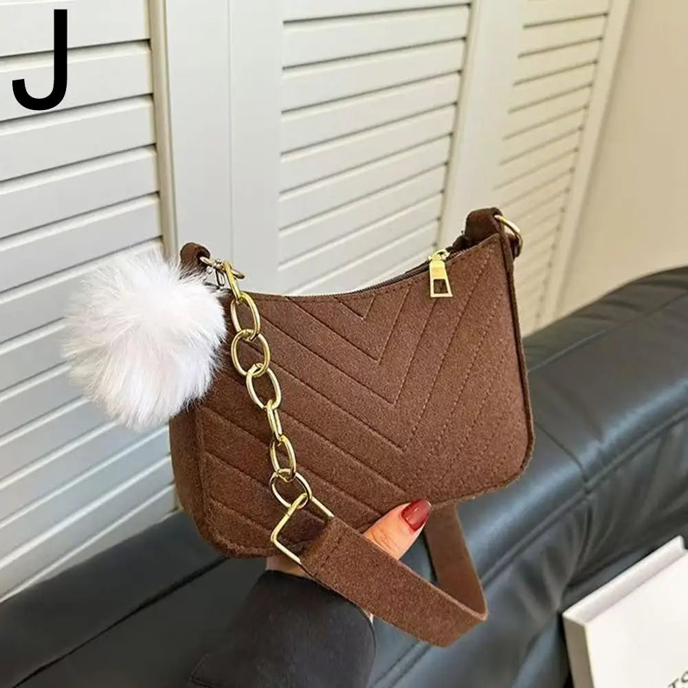 Women's Fashion Felt Underarm Shoulder Bag