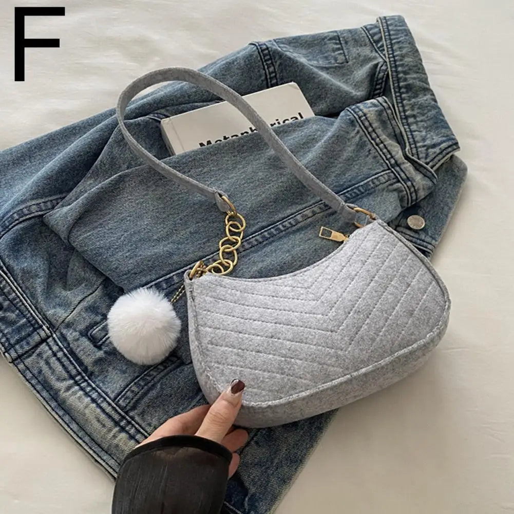 Women's Fashion Felt Underarm Shoulder Bag