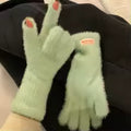 Women's Fashion Plush Warm Knit Velvet Winter Gloves