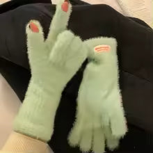 Women's Fashion Plush Warm Knit Velvet Winter Gloves