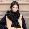Unisex Winter Warm Knitted Solid Neckerchief Scarf 180x28cm