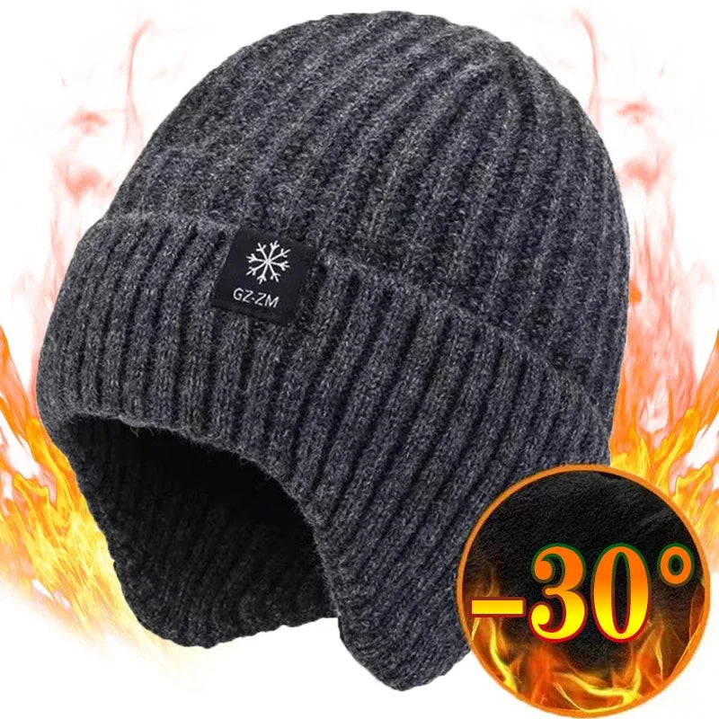 Unisex Thick Plush Warmth Knitted Winter Beanie Cap