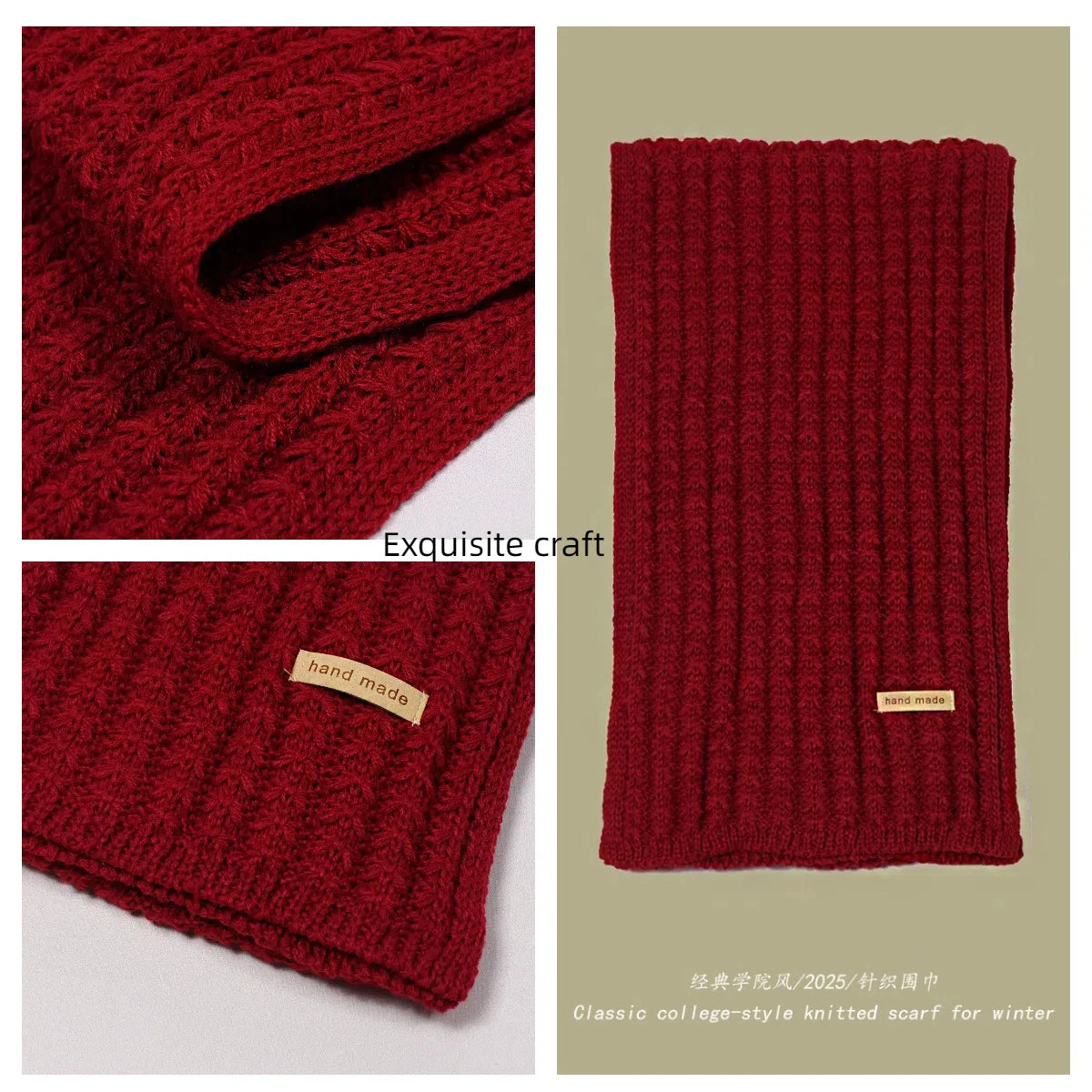 Unisex Winter Warm Knitted Solid Neckerchief Scarf 180x28cm
