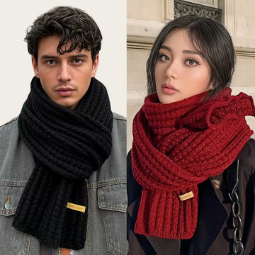 Unisex Winter Warm Knitted Solid Neckerchief Scarf 180x28cm
