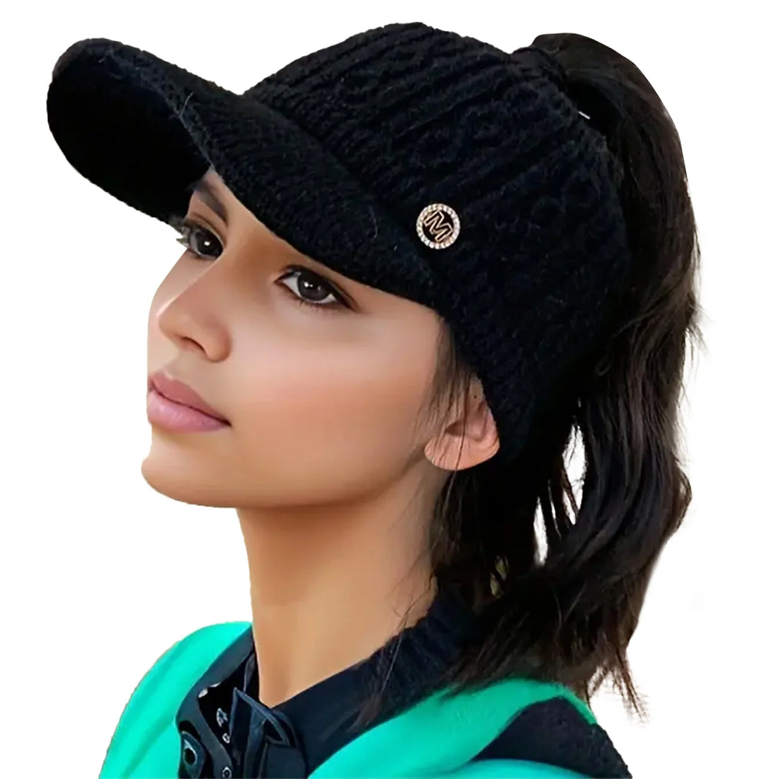 Women's Fashion Warm Knit Ponytail Beanie Cap