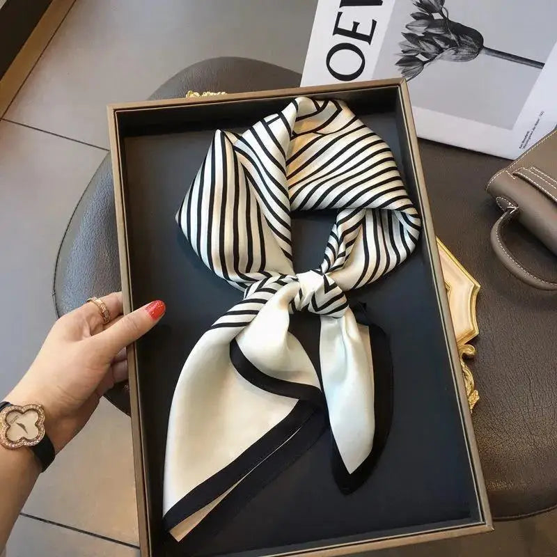Women's Fashion Striped Small Square Scarf Headscarf