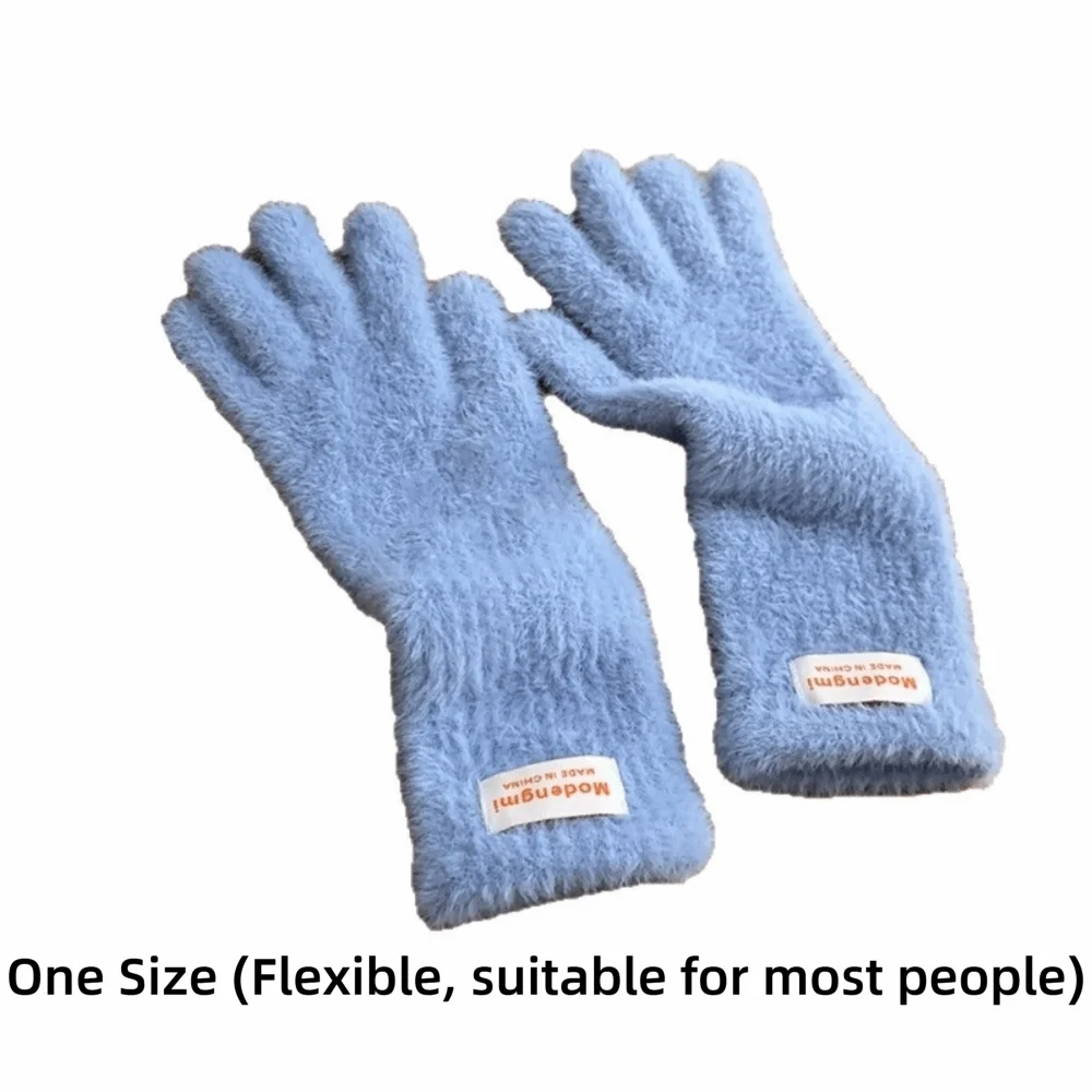 Women's Fashion Plush Warm Knit Velvet Winter Gloves