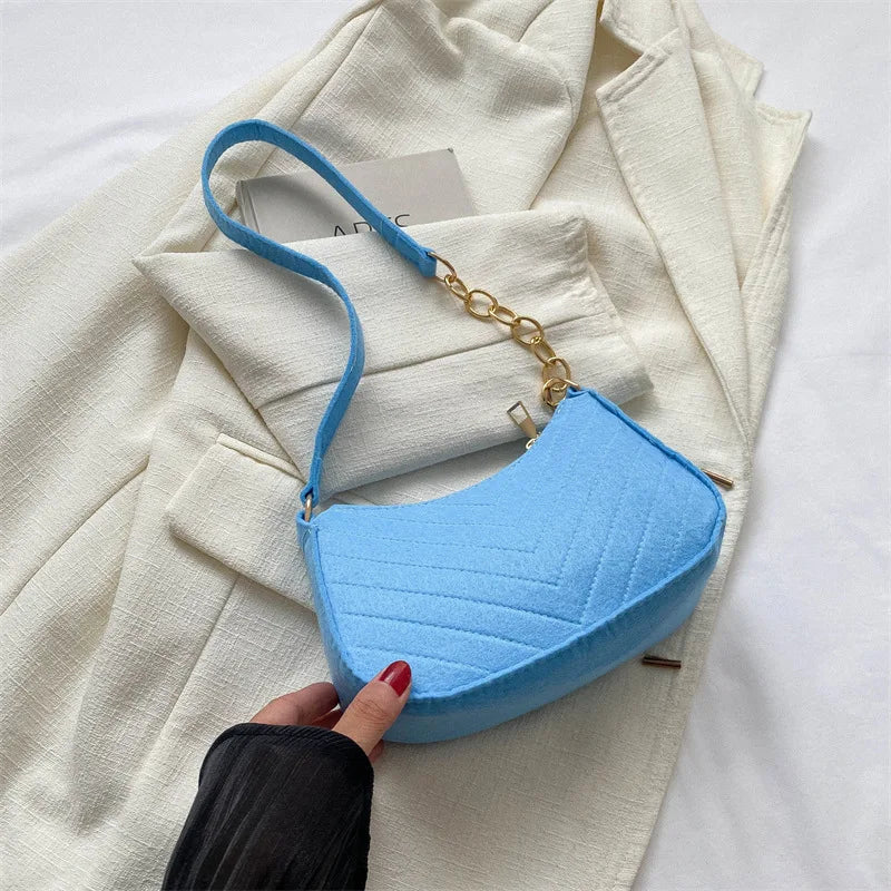 Women's Fashion Felt Underarm Shoulder Bag