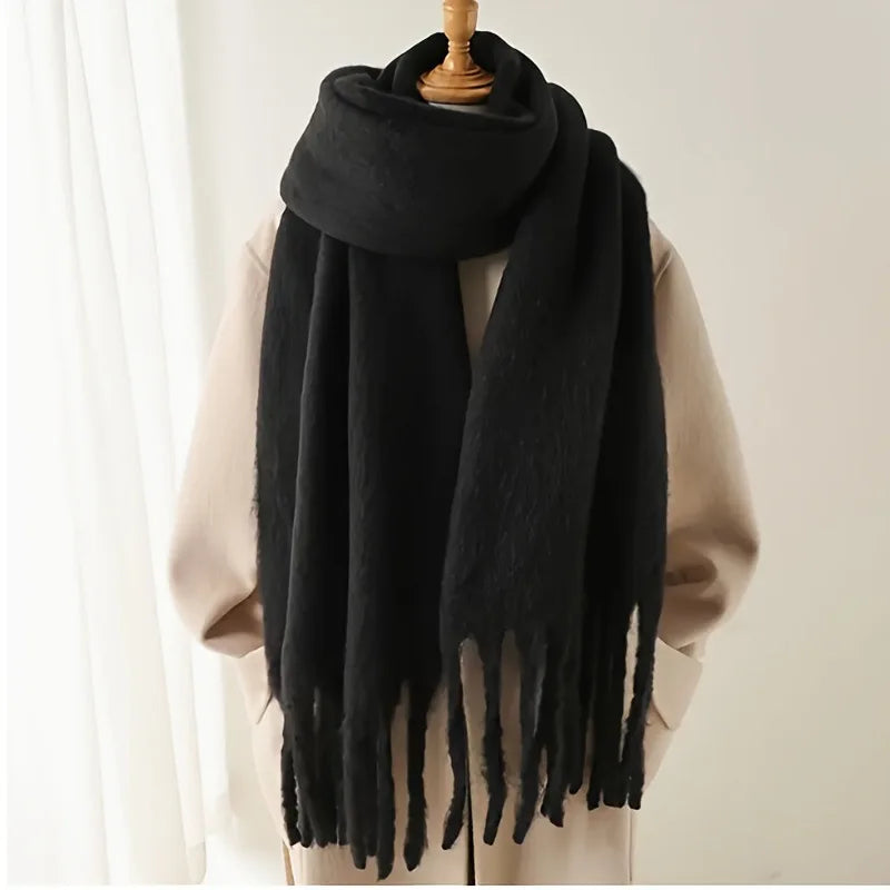Unisex Winter Warm Knit Solid Color Long Scarf Shawl
