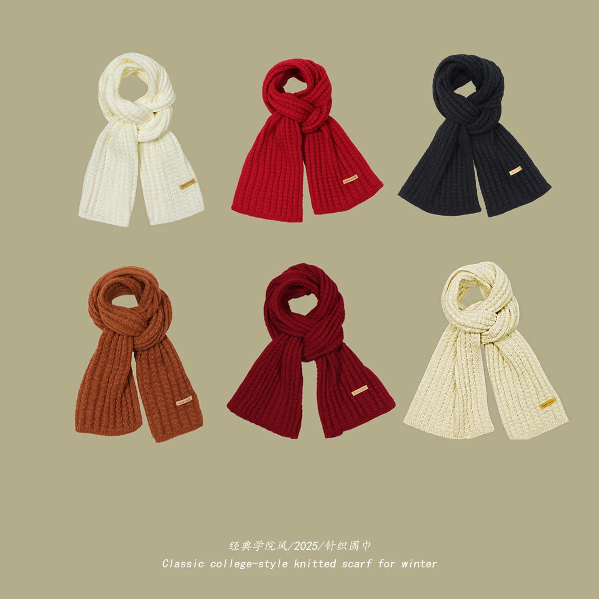 Unisex Winter Warm Knitted Solid Neckerchief Scarf 180x28cm
