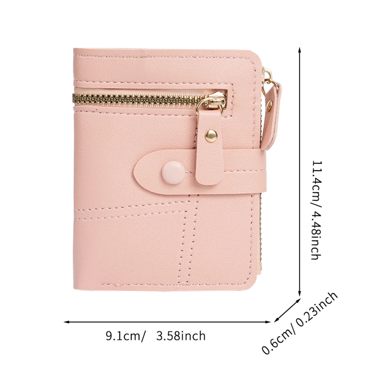 Women's Solid Color Button Short Card Coin Purse Wallet