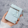 Women's Solid Color Button Short Card Coin Purse Wallet