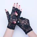 Women's Short Floral Lace Half Finger Sun Protection Gloves