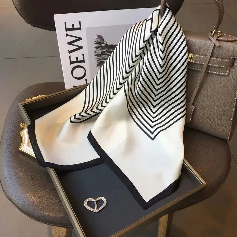 Women's Fashion Striped Small Square Scarf Headscarf