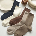 Women's Solid Casual Mid-Calf Cotton Socks 5 Pairs