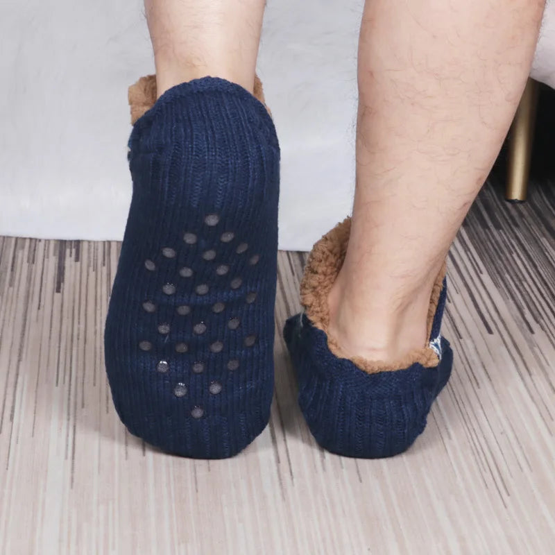 Unisex Winter Warm Fleece Non-Slip Slipper Socks
