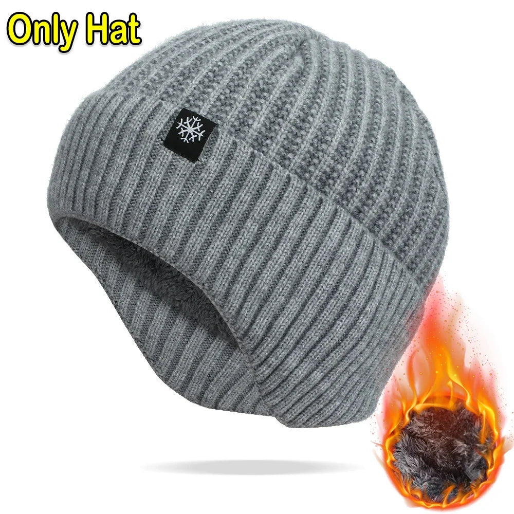 Unisex Thick Plush Warmth Knitted Winter Beanie Cap