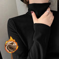 Women's Solid Slim Fit High Neck Long Sleeve Thermal Top