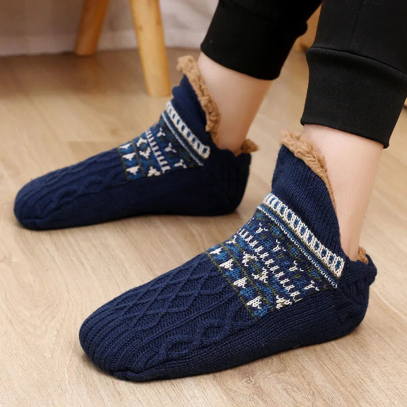 Unisex Winter Warm Fleece Non-Slip Slipper Socks
