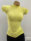 Women's Fashion Slim Fit Mock Neck Short Sleeve T-Shirt