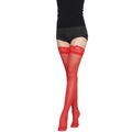 Women's Lace Trim Smooth Thigh High Stockings
